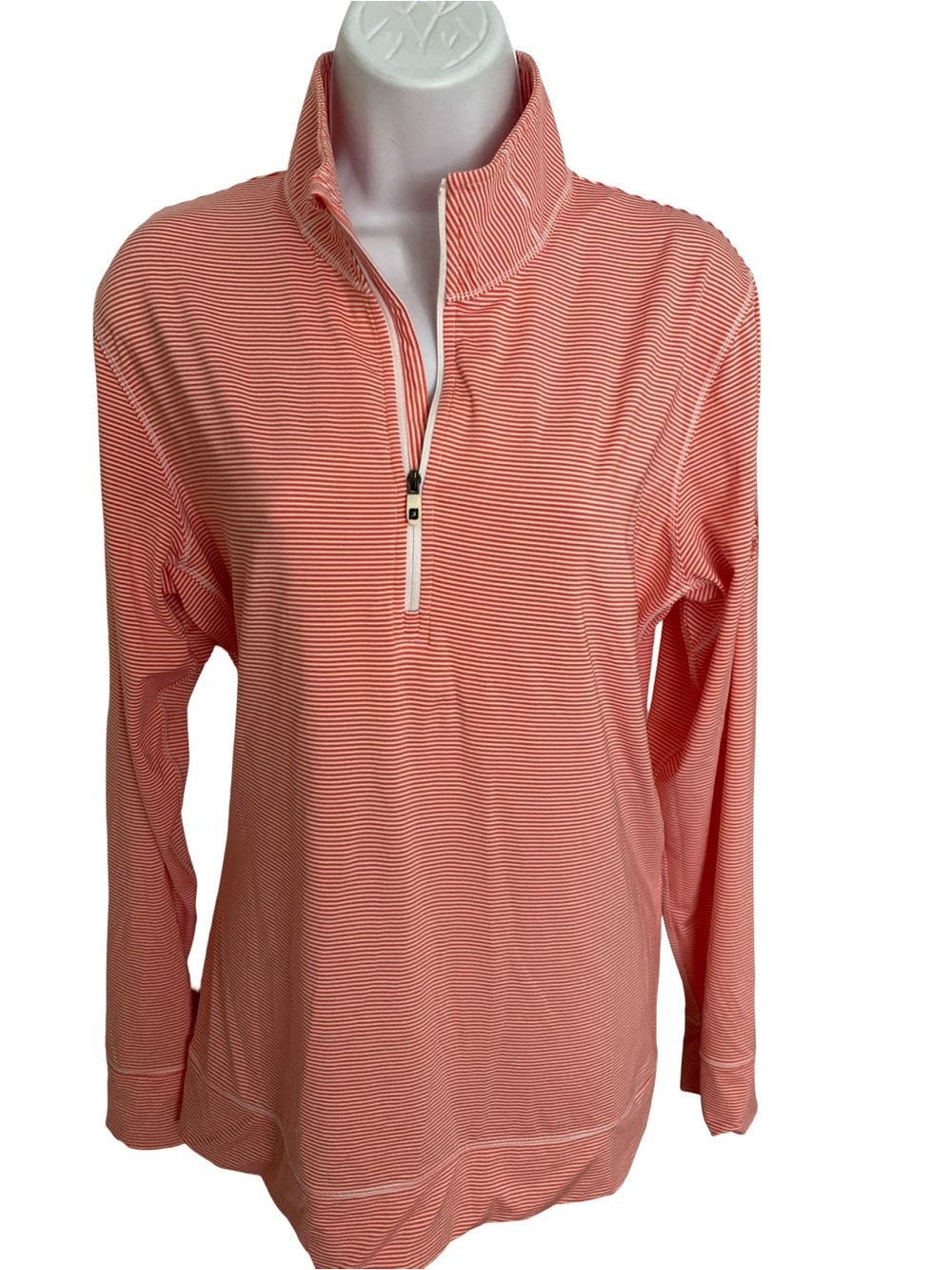 FootJoy  Coral Stripe Quarter-Zip Pullover- L